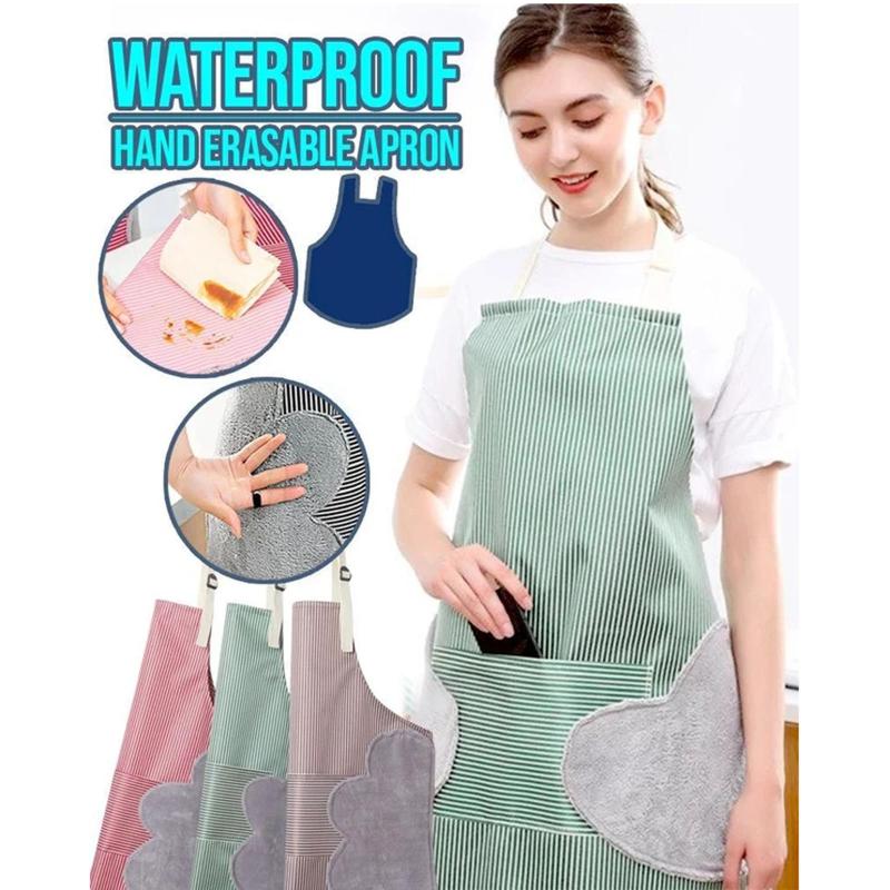 

Cooking Kitchen Apron Waterproof Strip Apron Kitchen Cooking Adjustable Wipe Hands Pocket Bibs Hairdresser Accessory #3