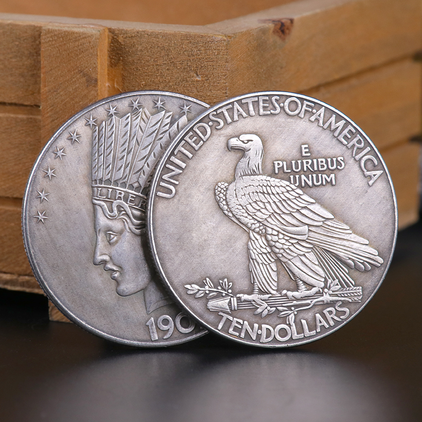 5pcs Crafts 1907 Indian Silver Dollar Silver Dollar Commemorative Coin Home Decoration Collectible Gifts-image-750133457