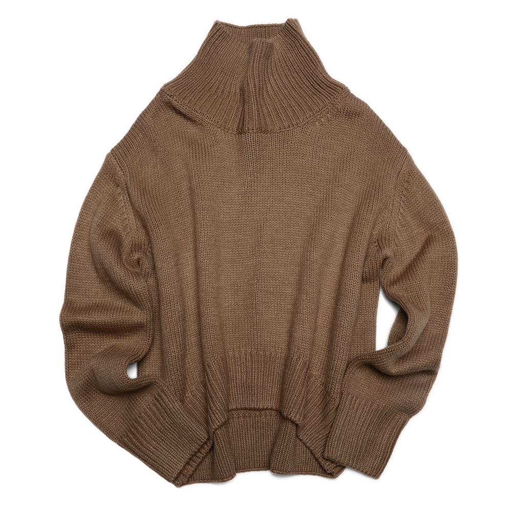

2021 New Autumn Winter Oversize Turtlenect Thick Wool Cashmere Pullovers Women Batwing Sleeve Female Casual Big Sweater Jumper Mtpg, Brown