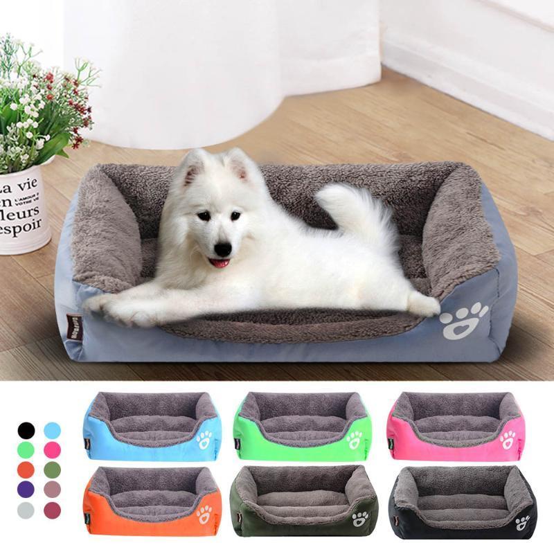 

S-XXL) Large Pet Cat Dog Bed 8Colors Warm Cozy Dog House Soft Fleece Nest Baskets Mat Autumn Winter Waterproof Kennel1, Random