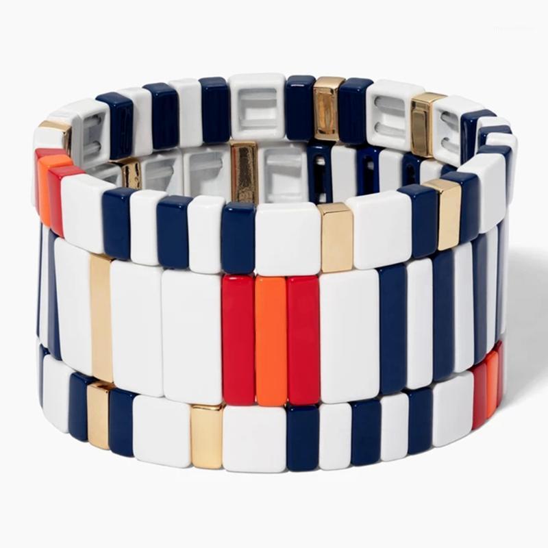 

New 1Pcs Bohemian Bracelet Handmade Friendship Braided Stackable Enamel Tile Bracelet Vertical Type Bangles Suit For Women Gifts1