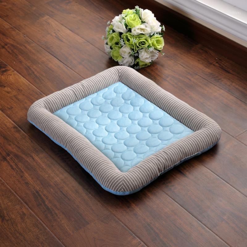 

Breathable Anti-slip Spring Summer Pet Dog Bed Puppy Ice Silk Mat Cushion for Car Floor Sofa Cat Dogs Nest Kennel Mattress Pad1, Blue ice silk
