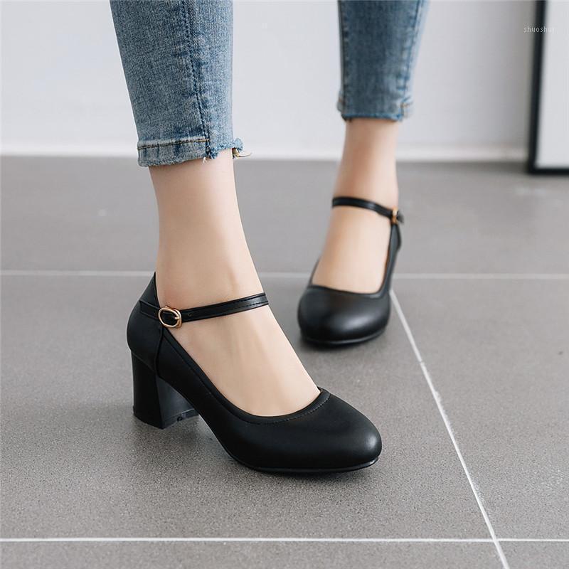 

YMECHIC Elegant Office Career Dress Black Women Shoes High Heel Pumps Beige Spring Block Heels Mary Jane Shoes Large Size Pumps1