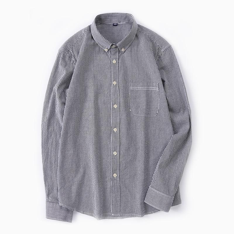 

Spring Autumn New Men's Long-sleeved Japan Korea 100% Cotton Shirts Fashion All-matc Casual Striped Shirts Wholesale Dropshiping