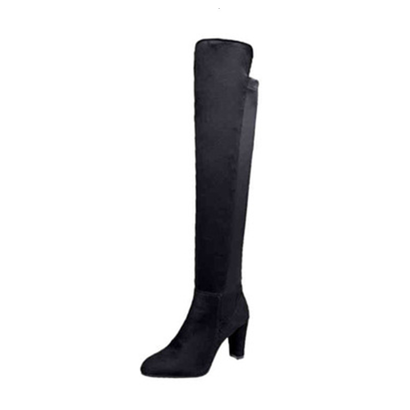 

2021 New Size 34-43 Spring Ladies Over the Knee Boots Female Chamois Thick Sexy Long Boot Women's High Heel Shoes 8KWG, Gray.