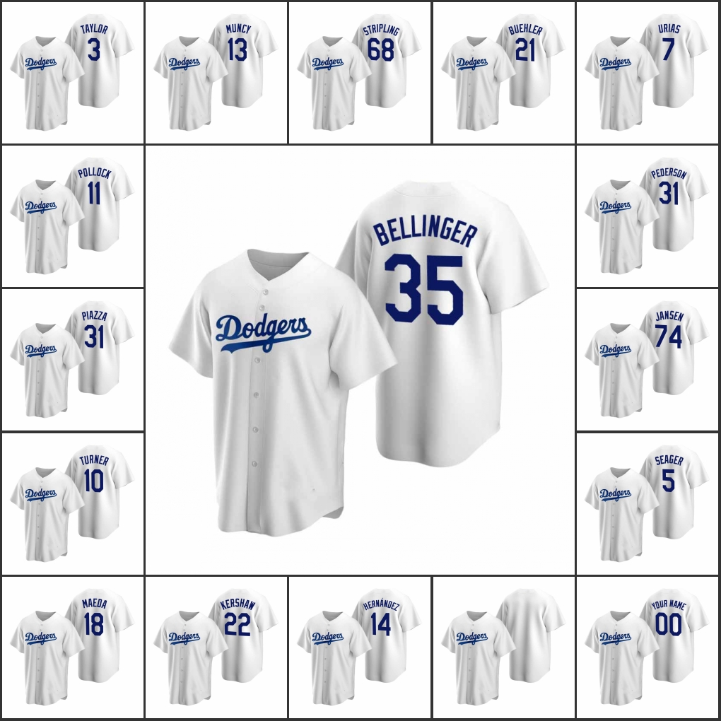 

Los Angeles Dodgers #21 Walker Buehler 7 Julio Urias 13 Max Muncy Men Women Youth Custom White Replica Home Jersey