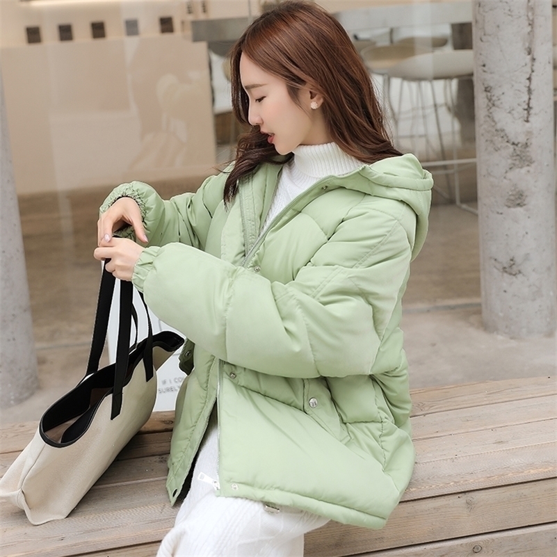

Fitaylor New Winter Cotton Padded Jacket Women Parkas Thicken Outerwear Casual Bread Hooded Coat Female Basic Outwear 201027, Black