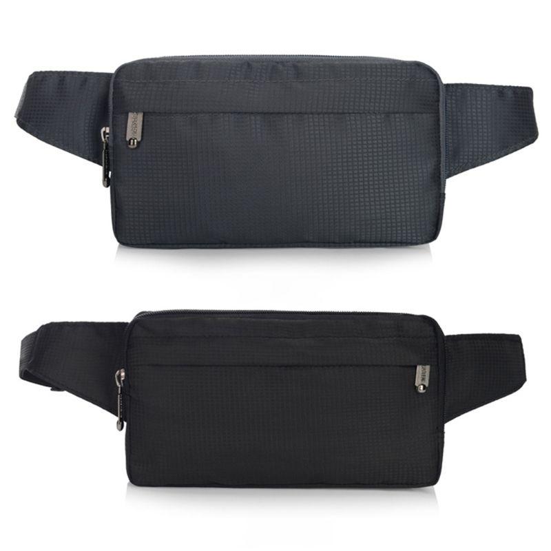 

Men Nylon Belt Bum Waist Phone Pouch Fanny Pack Crossbody Shoulder Sport Zip Bag, Black