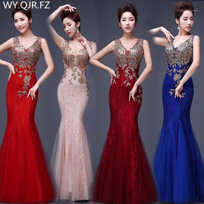 

PTH-JSJ#Ladies'Evening Dresses party toast gown new spring summer fishtail 2019 wine pink blue Lace dress long cheap wholesale1