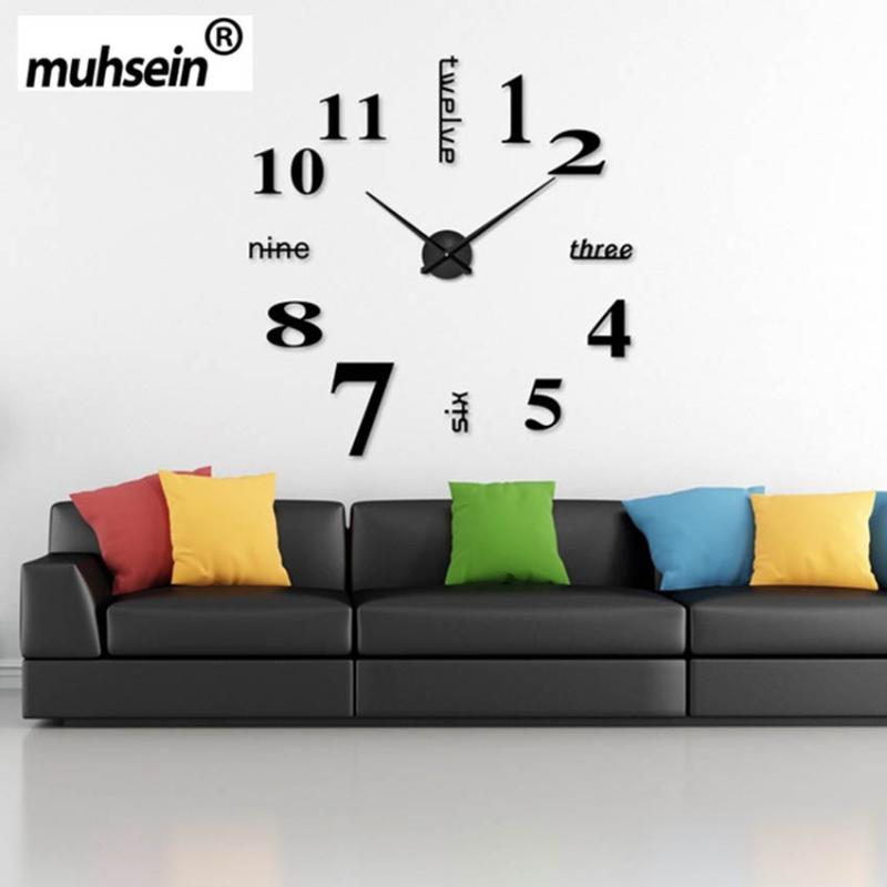 

2020 New fashion 3D large size wall clock mirror sticker DIY wall clock home decoration meeting room clocks