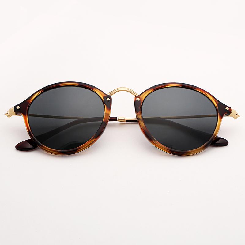 

2447 vintage round sunglasses polarized men women 49mm mirror sunglass leopard acetate frame glass lens glasses sol gafas UV400