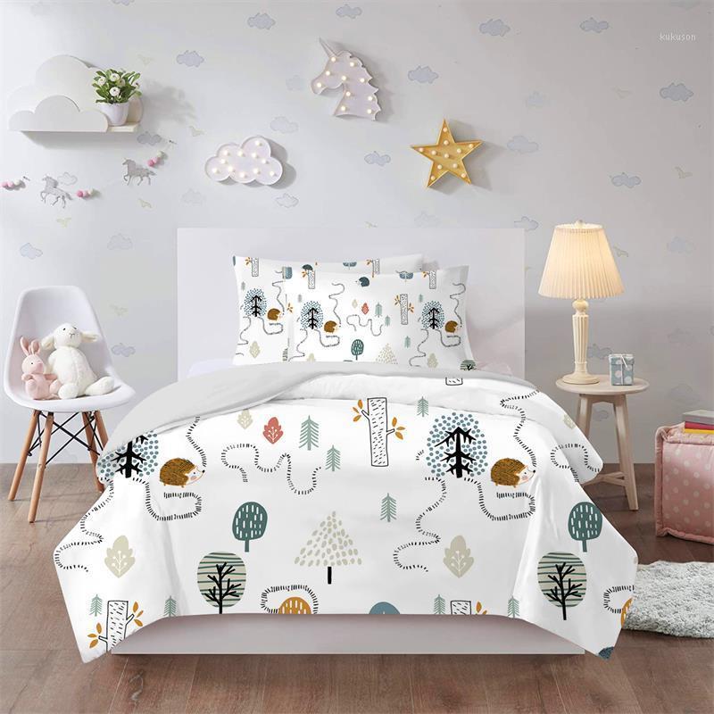 

Reactive Printing Plants Cartoon Bedding Set Children's Lovely Pattern Duvet Cover Bed Sets 150x200 Full  Bedding Set 20201, As picture