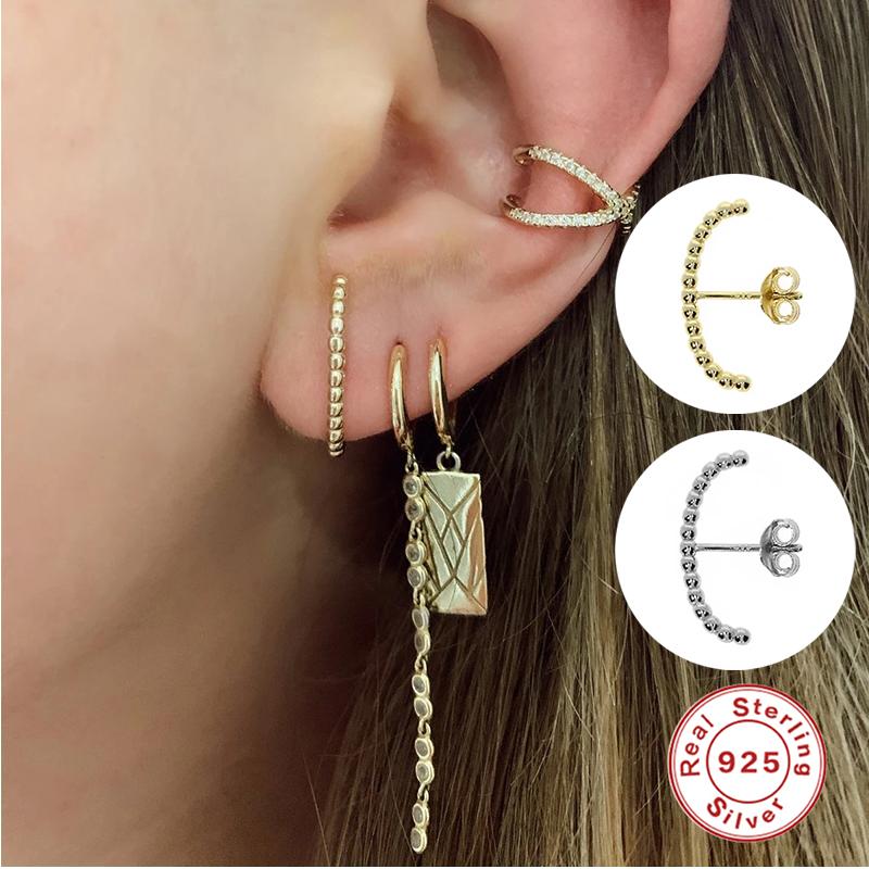 

Stud S925 Sterling Silver Personalized Piercing Earring For Women Girl Lovers' European And American Hiphop Earrings Pendientes