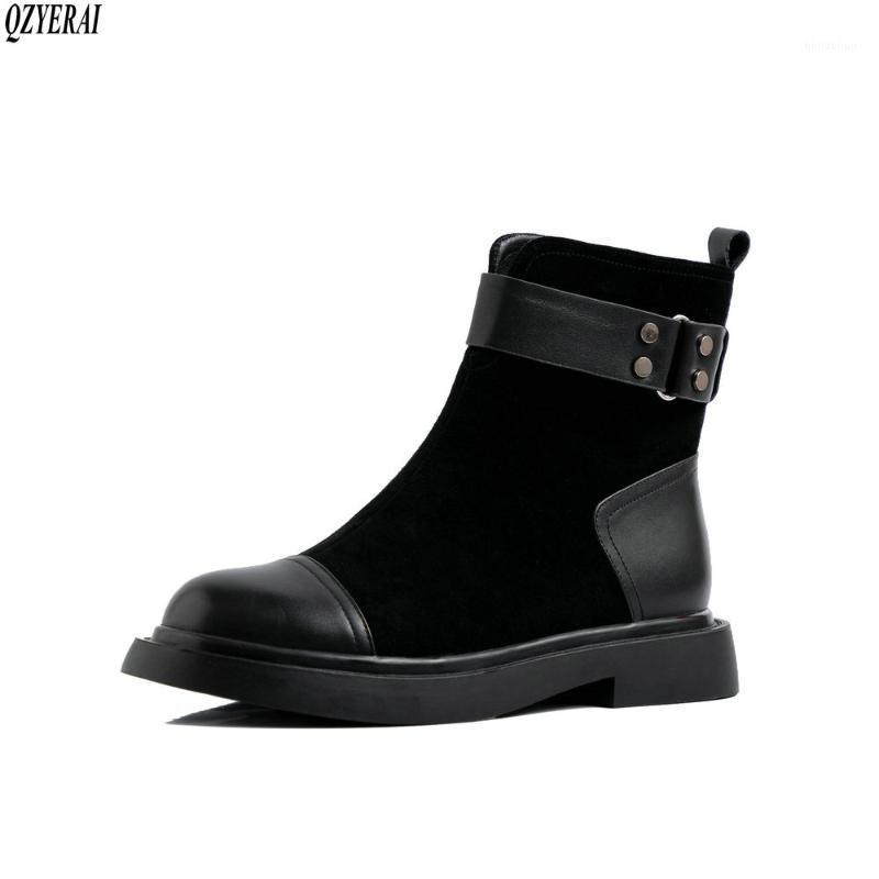 

New autumn/winter 2020 Genuine leather Female boots boots The high quality black fashion Women's shoes1
