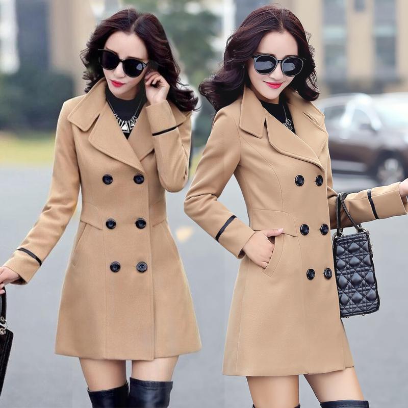 

Autumn Winter 2020 New Fashion Women Woolen Coat Slim Women's Jacket Cashmere Coat Lapel warm Jacket Female Wool Outerwear, Yellow