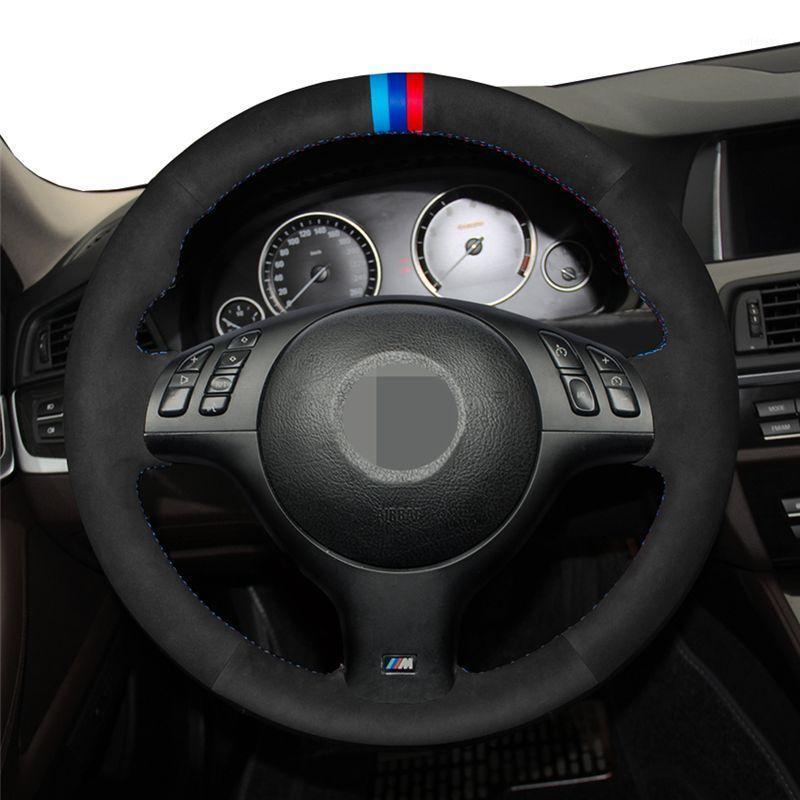 

for M Sport 3 Series E46 330i 330Ci 5 Series E39 540i 525i 530i M3 M5 2000-2006 Black Suede Car Steering Wheel Cover1