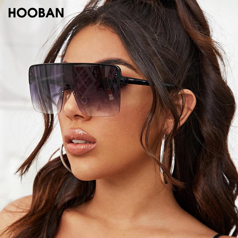 

Sunglasses HOOBAN Oversized Square Women Vintage Flat Top Sun Glasses Female Luxury Big Frame Fashion Eyewear Shade1
