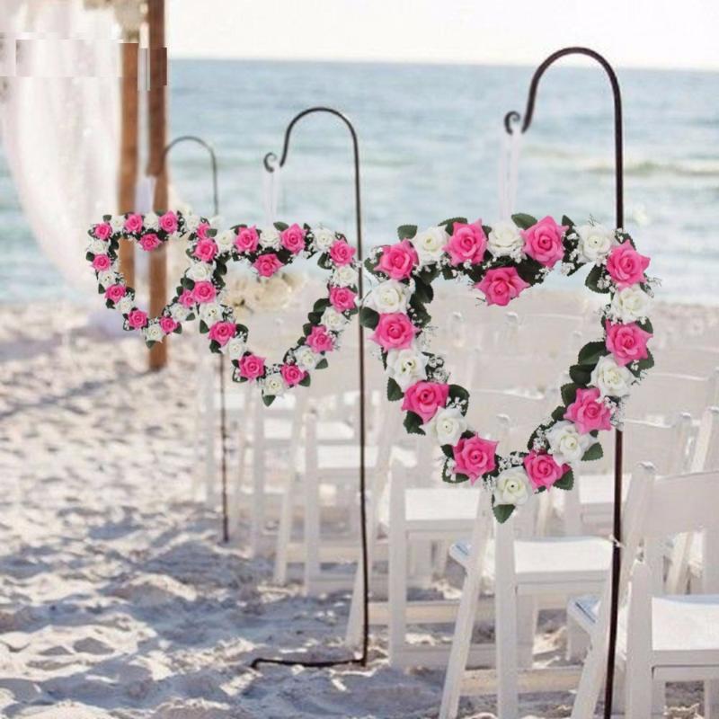 

20pcs Heart Shaped Rose Wreath Hanging Wreaths Flowers Garland with Silk Ribbon for Home Door Wall Decor Wedding Car Deco, Pink