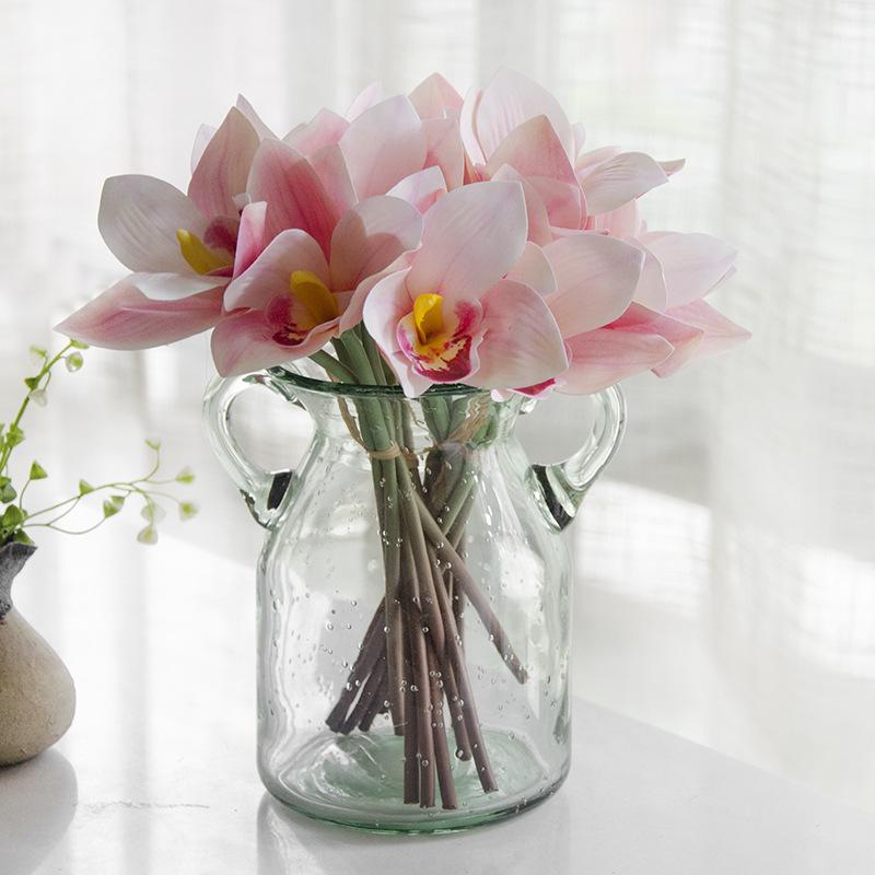

Real Touch Cymbidium 4 Flower Heads Artificial Orchid Decoration Flower for Home Wedding Decoration, Green
