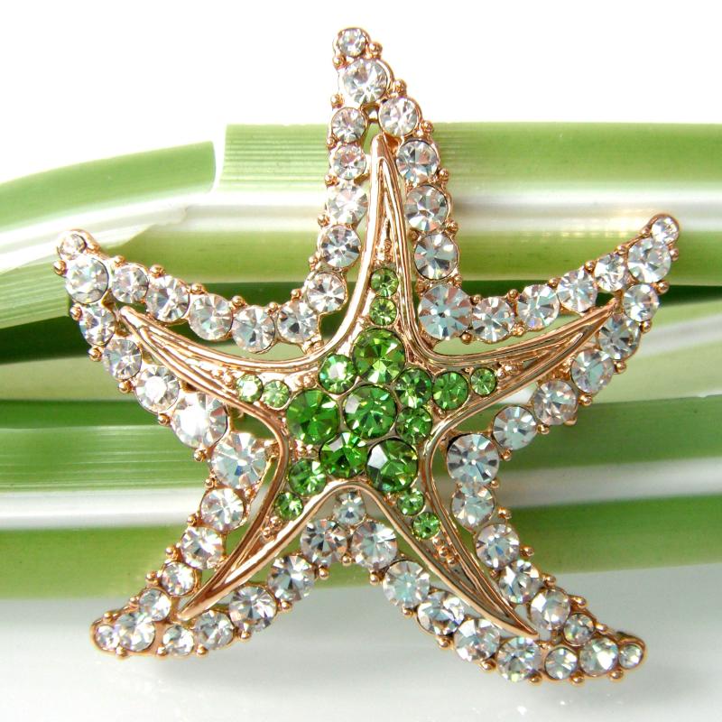 

Navachi Starfish Sea Star Ocean Crystal Rhinestone Brooch Pin free shipping SMT7012