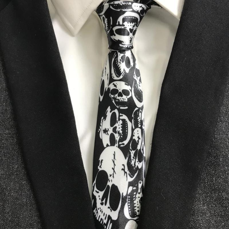 

Men's Skull Ties Black Skeleton Pattern Print Neck Tie for Men to Match Shirt Suits