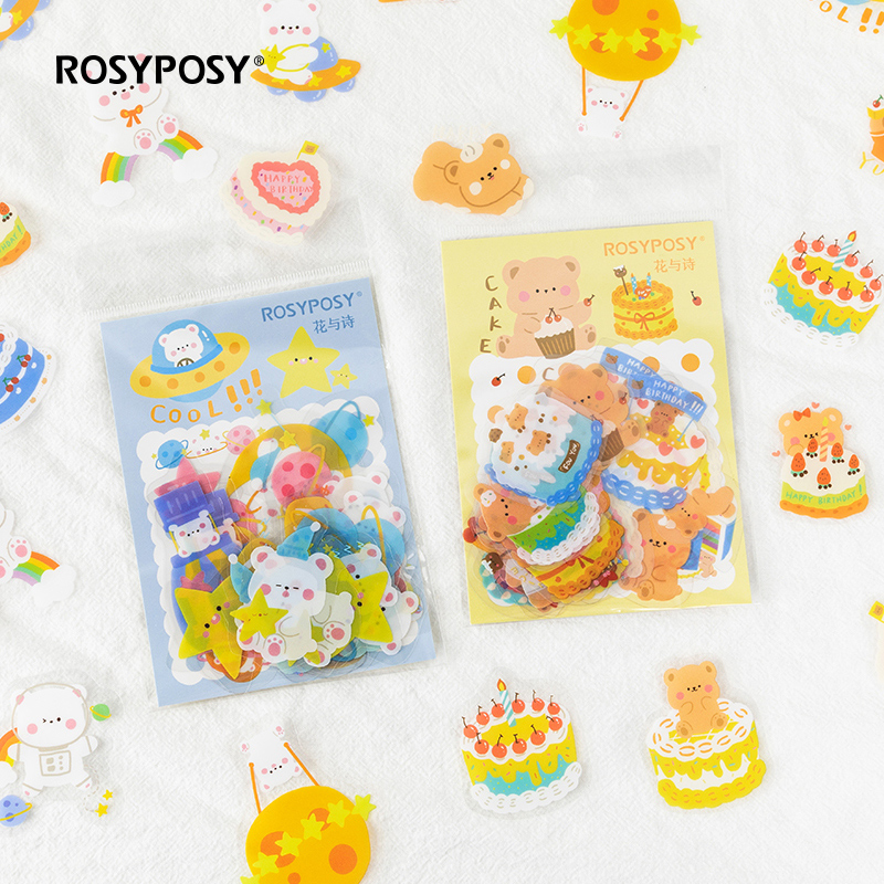 

40pcs/lot Patterns Cute Stickers Little Bear rabbit Animals Decorative collage Scrapbooking Album Stick Label aesthetic Gift