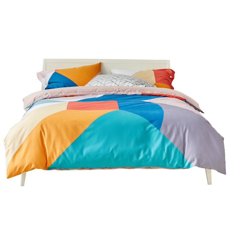 

Bright Color Geometric Bedding Set  King Size Duvet Cover Bed Sheet Pillowcase Modern Simple Design High Quality Cotton