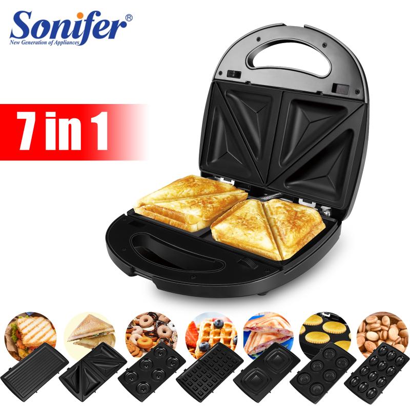 

7in1 Electric Waffles Maker Sandwich Machine Bubble Egg Cake Oven Kitchen Breakfast Bubble Waffle Donuts Multi-Baker Sonifer