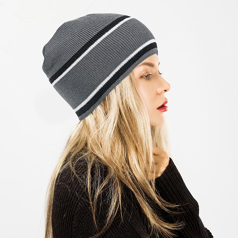 

Knitted Striped Hats Unisex Fashion Wild Soft Cap Hat Warm Outdoor Beanie Caps Autumn Winter Hats For Men
