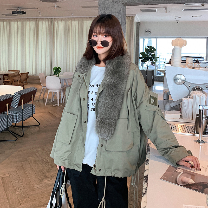 

Real Female 2020 Winter Fox Skin Turtleneck Rex Rabbit Lining Parka Plus Thick Coat New Natural Design Ladies Outerwear Baln, White fur