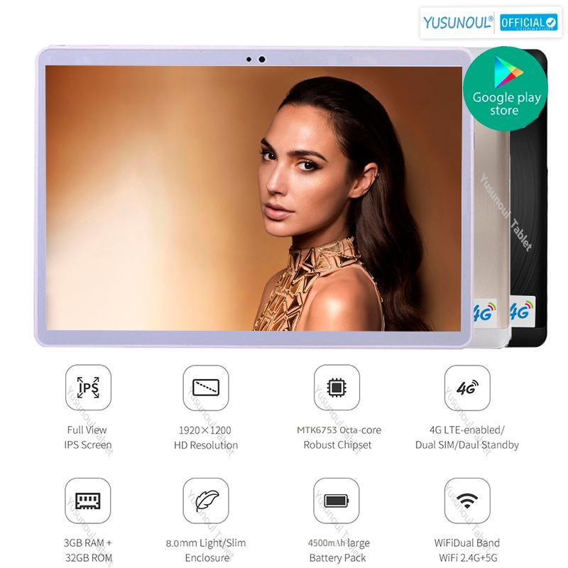 

2.5D Curved Screen 10 inch Android 7.0 OS Resolution 1920*1200 HD IPS Dual SIM Card 4G FDD-LTE Tablet PCs MT6753 Octa Core+Gift1, Black