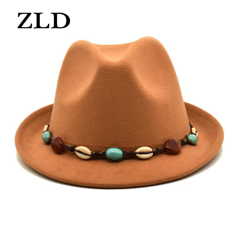 

ZLD New autumn winter women Fedoras hat fashion British style male Retro trend jazz hats Pure color casual ladies Cowboy cap