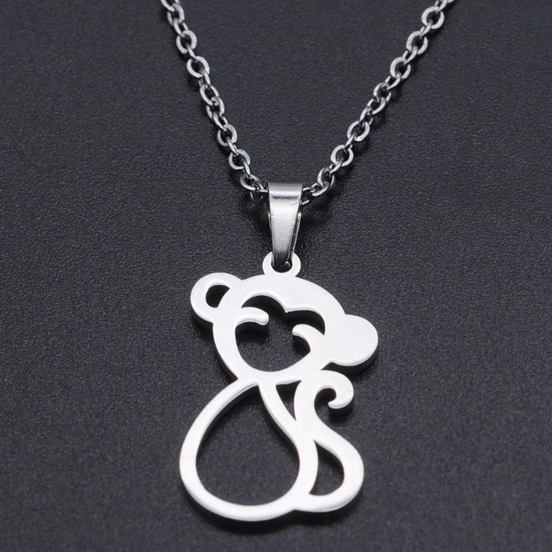 

Cute Monkey Stainless Steel Charm Necklace for Women Dropshipping Dainty Steel Necklaces Wholesale Fashion Jewelry Necklaces