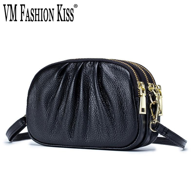 

High-quality Cowhide Cloud Folds Women's Messenger Bag 3 Zipper Purses And Handbags Luxury Designer Crossbody Bags For Women, Black