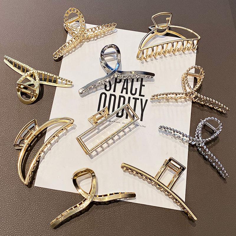 

New Women Elegant Gold Silver Hollow Geometric Metal Hair Vintage Hair Clips Headband Hairpins Fashion Accessories