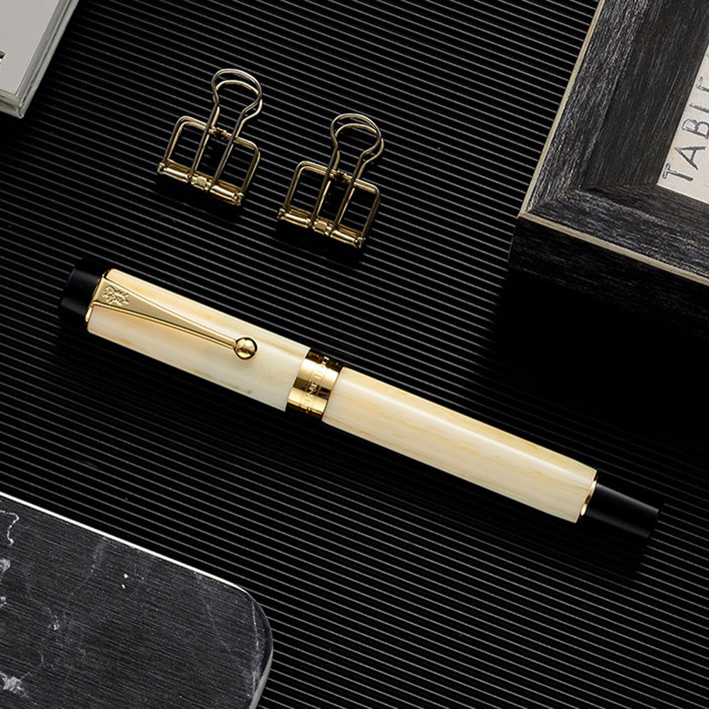 

jinhao 100 Acrylic Fountain pen ivory White golden spin School Office Stationery new
