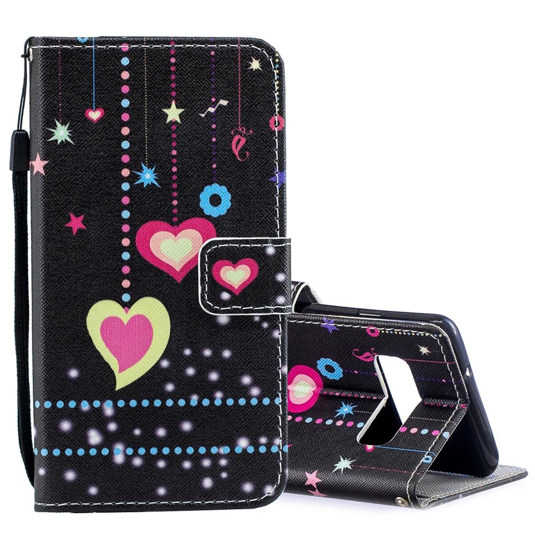 

Colored Heart Pattern Horizontal Flip Leather Case for Galaxy S10 with Holder Card Slots Wallet
