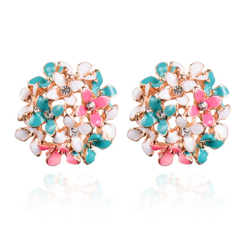 

Stud Earrings for Women Female 2020 Boucle d'oreille Crystal Flower Clover Earring Gold Bijoux Jewelry Brincos Mujer