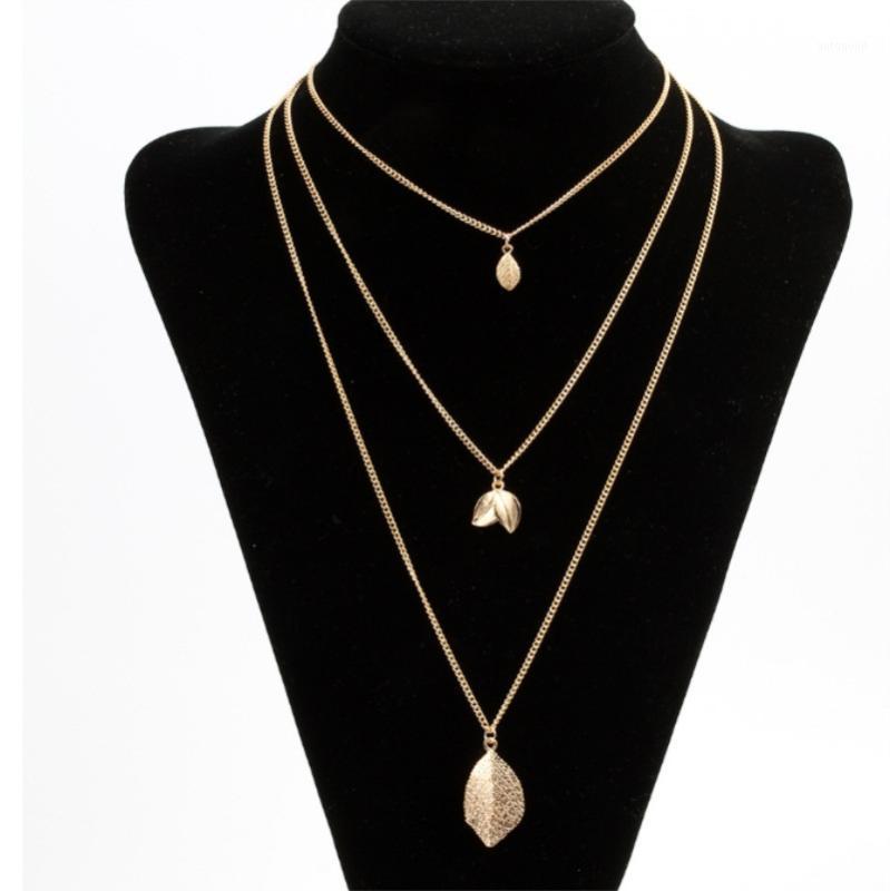 

Chains European And American Multi-layer Necklace Sweater Chain Leaf Pendant WOMEN Jewelry1