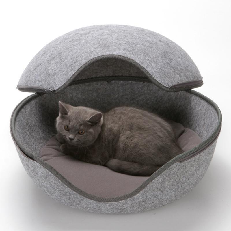 

Egg Shape Pet Cat Bed Cat Sleeping Bag Zipper Winter Warm Pet House All Around Nest With Detachable Creative Cushion Mat1