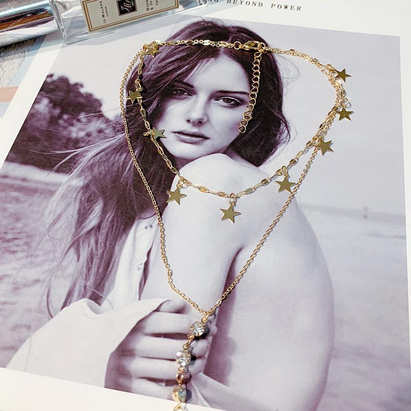 

Women Dainty Layered Necklaces Lady Pearl Pendant Exquisite Necklace New Multilayer Adjustable Layering Chain Necklaces Set1