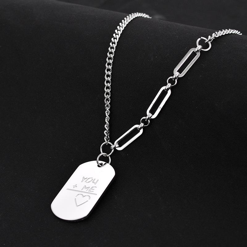 

Fashion new titanium steel single layer square letter pendant wild clavicle chain hot sale