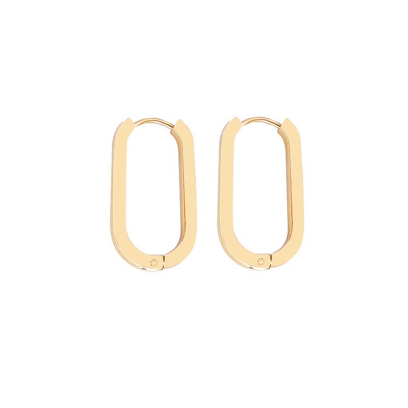 

YCHM Oval Rectangle Earrigs For Women Stainless Steel Vintage Hoop Earring Geometric Earrings 2021 Trend