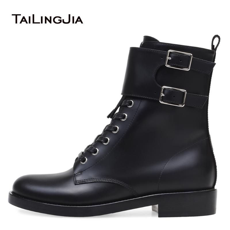 

Black Combat Boots for Women Lace Up Motorcycle Boots Female Thick Heel Ankle Booties Ladies Block Heel Shoes Short Botas 2020