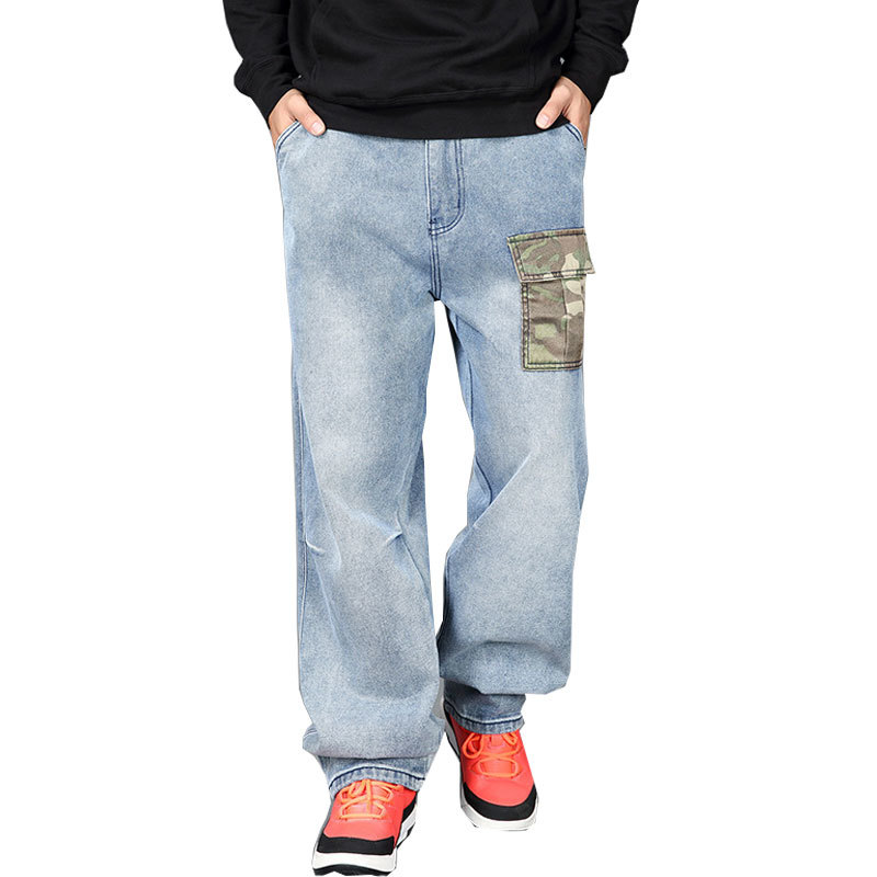 

Men's the Biker's Straight Denim Baggy Brem Pants with Side Pockets Wdxd, Blue