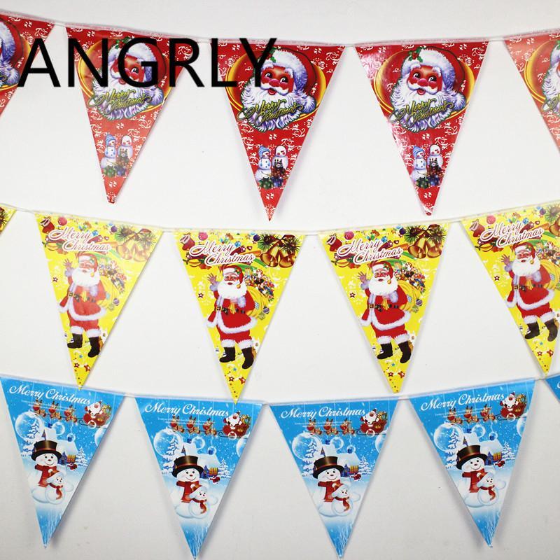 

Santa Claus Snowman Banner Christmas Triangle Hanging Flag Christmas Tree Decorations Stickers Party Supplies Ornaments1
