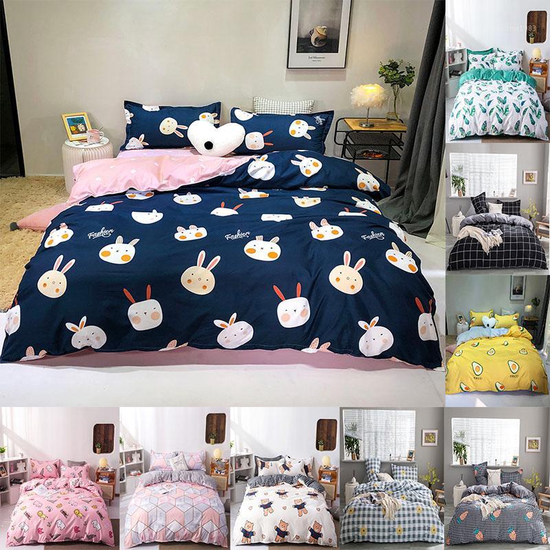 

4pcs Home Textile Anime Bedding Children Bedding Sheets Quilt Cover Pillow Case Simple Rural Wind Polyester Set1, 80137