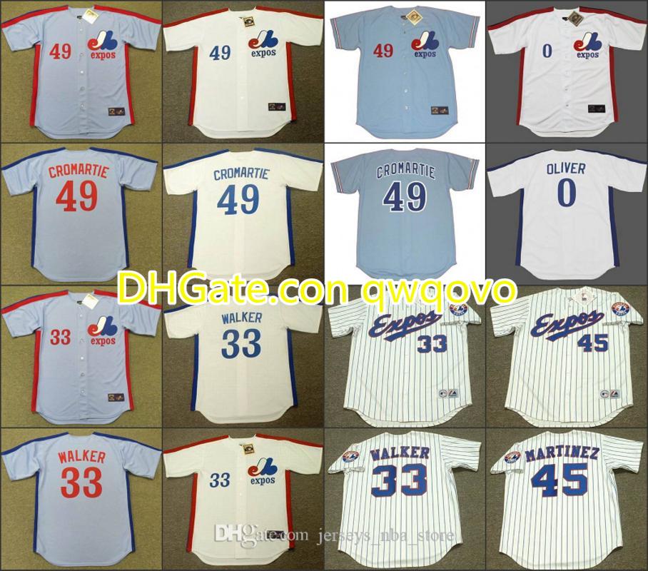

Montreal Expos 37 BILL LEE 32 DENNIS MARTINEZ 33 LARRY WALKER 45 PEDRO MARTINEZ 0 AL OLIVER 4 CHRIS SPEIER baseball jersey stitched, Blue;black