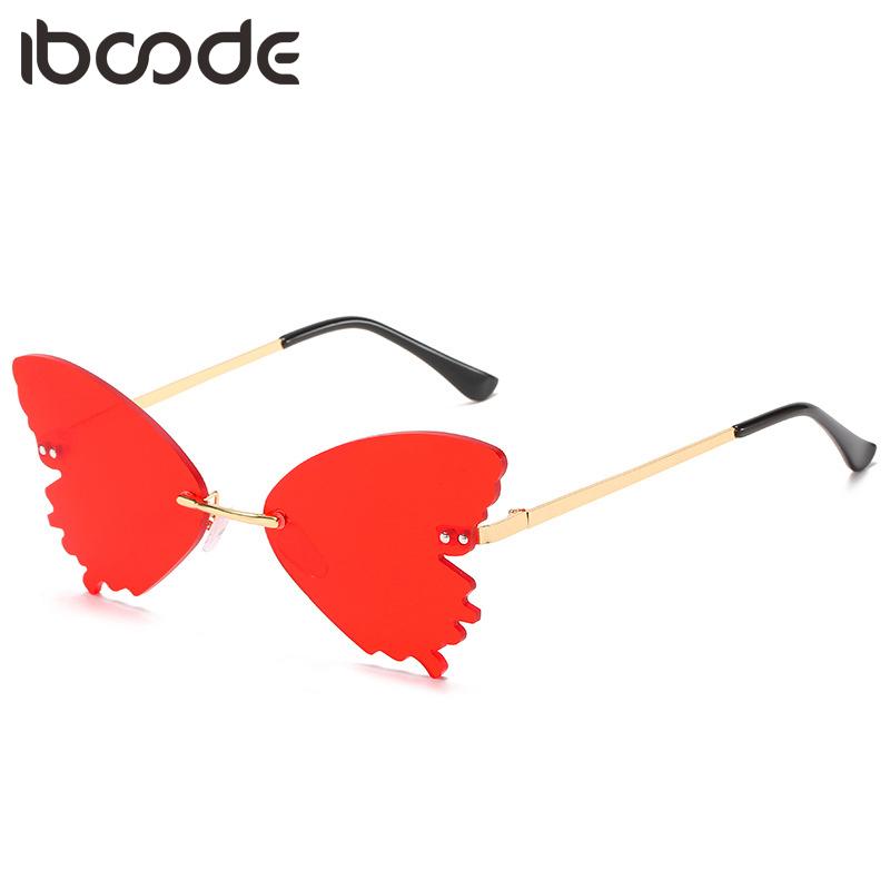 

iboode Butterfly Rimless Sunglasses Women Luxury Fashion Steampunk Sun Glasses Vintage Eyewear UV400 Shades Oculos Gafas De Sol