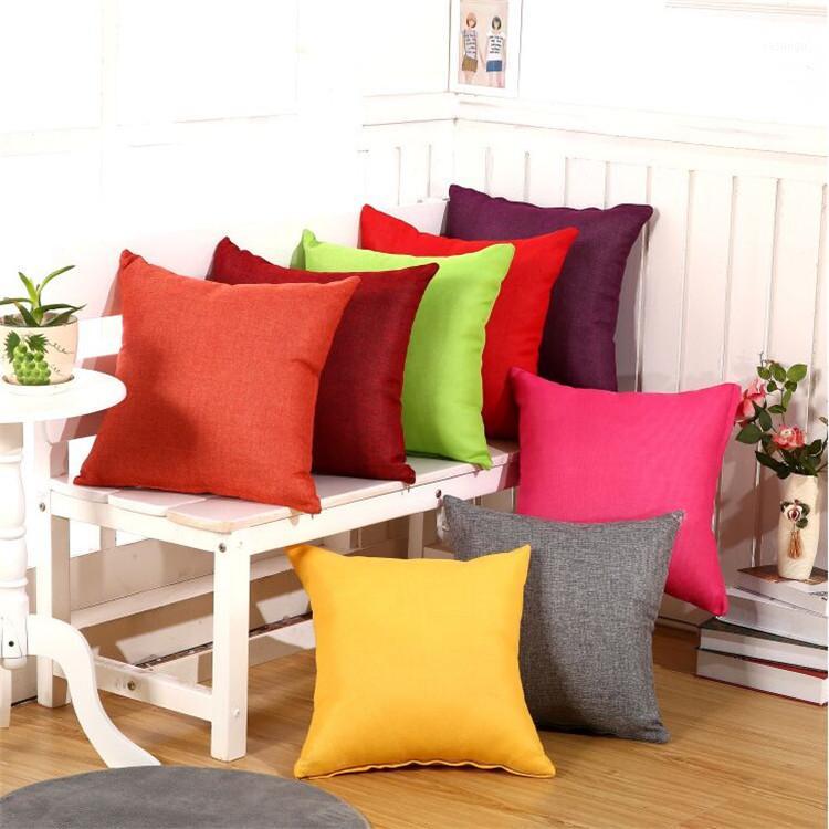 

45x45cm Home Fashion Linen Sofa Cushion Cover Fabric Pillow Case Solid Color Cushion Decorative1, Purple